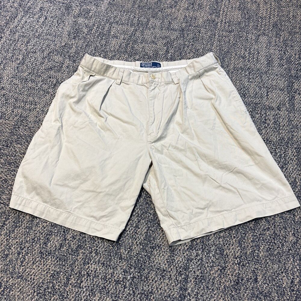 Polo Ralph Lauren Tyler Short Mens 35 Tan Khaki Pleated Cotton Chino Shorts 9in